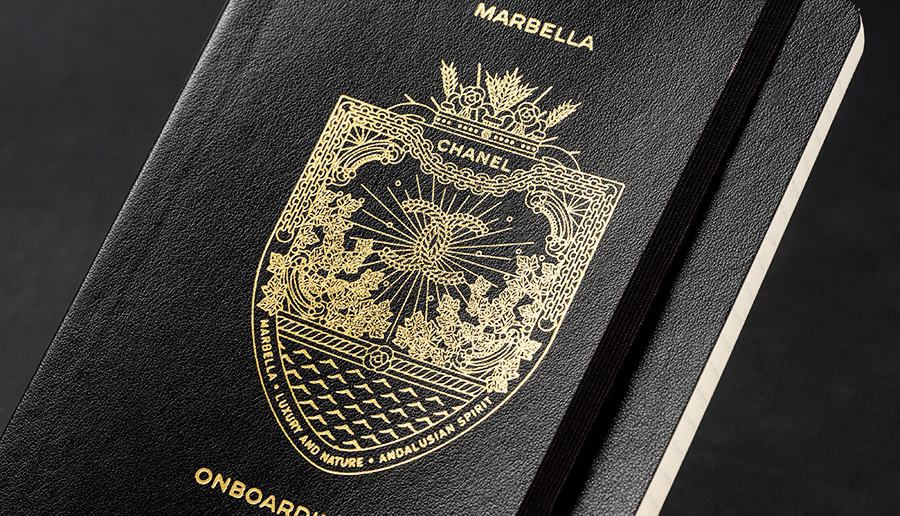 Marbella gold foiled moleskine soft cover notebook Marbella gold foiled moleskine soft cover notebook