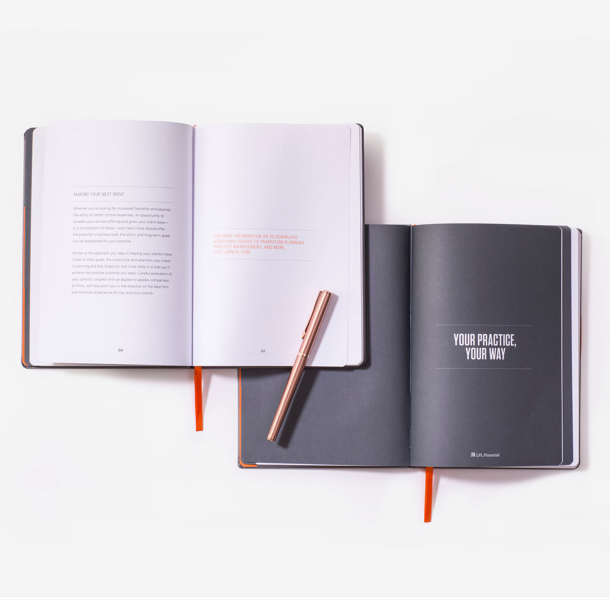 Set of 2 open journals with custom printed pages