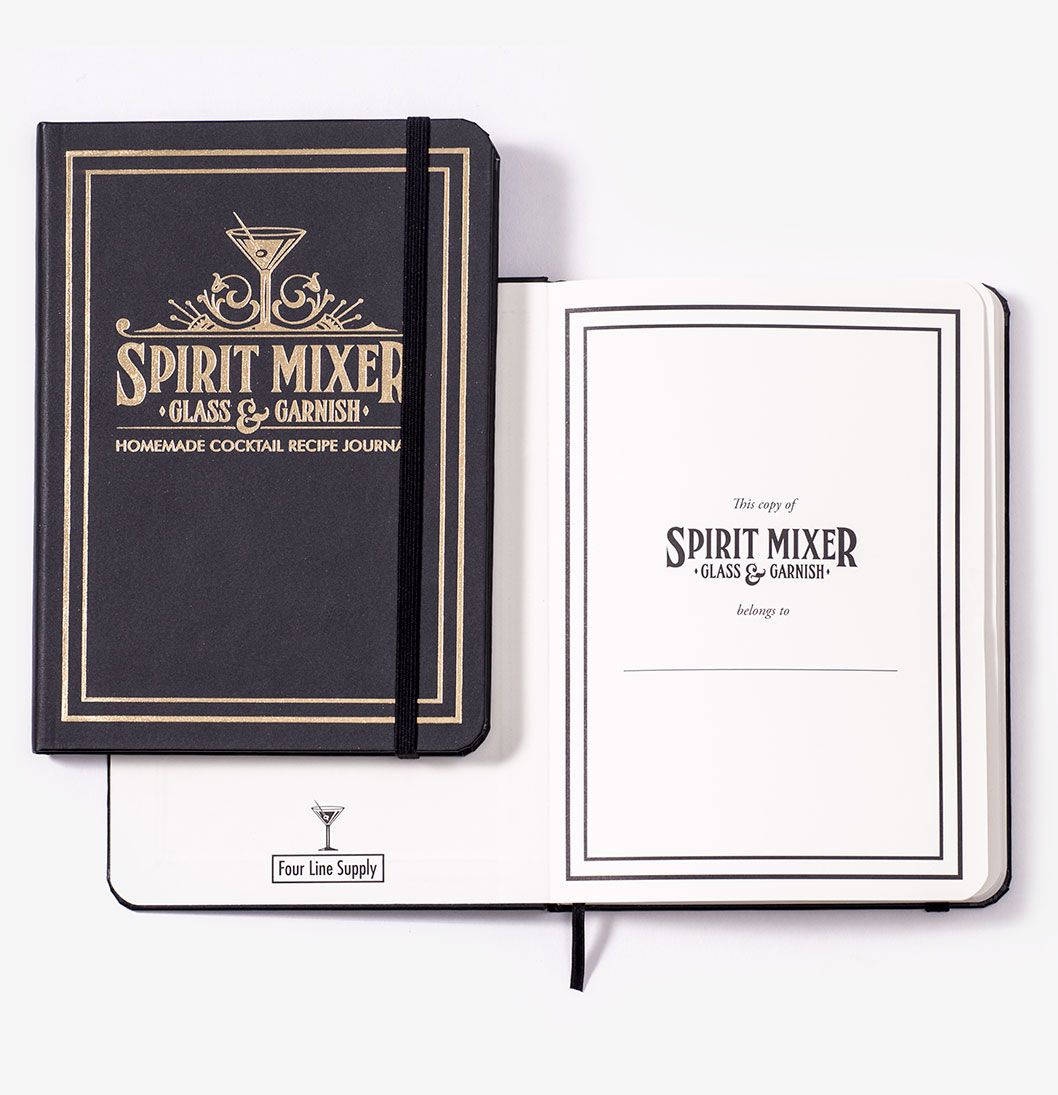 Foiling_Detail_2 Front cover and first inner pages of Spirit Mixer notebook