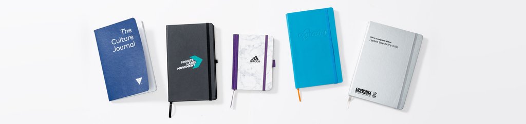 Variety of branded notebooks manufactured by bookblock - cahier, hardbound, softbound and A5