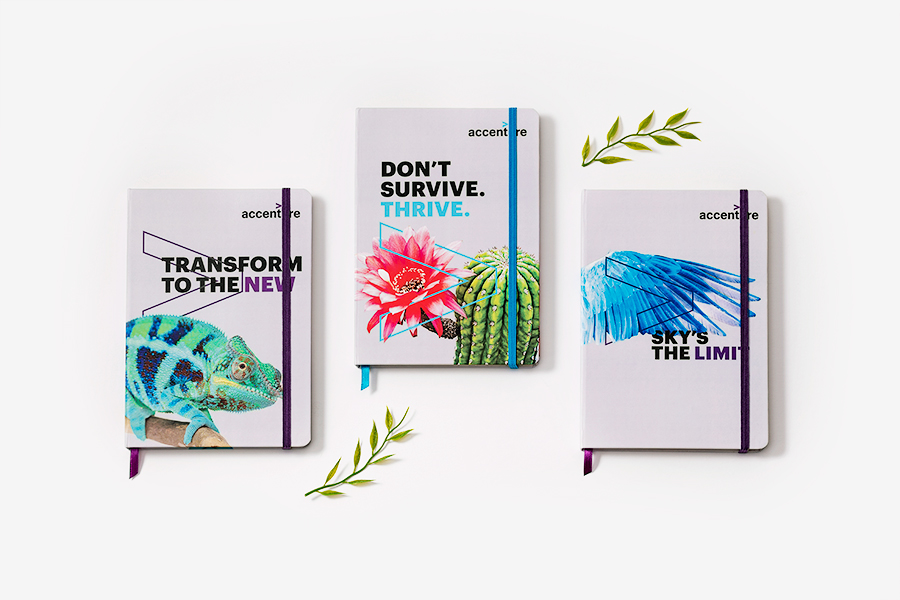 Accenture digital printed customized notebooks manufactured by Bookblock