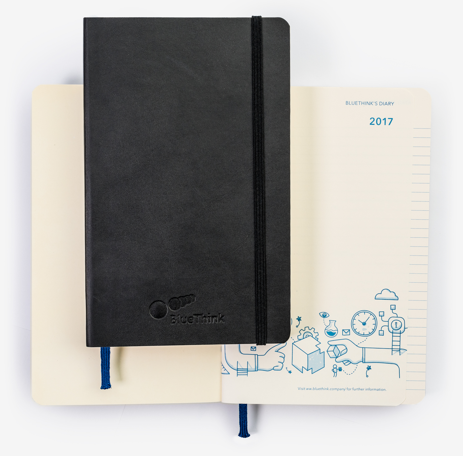 Vegan leather diary cover with debossing and inside custom printed pages