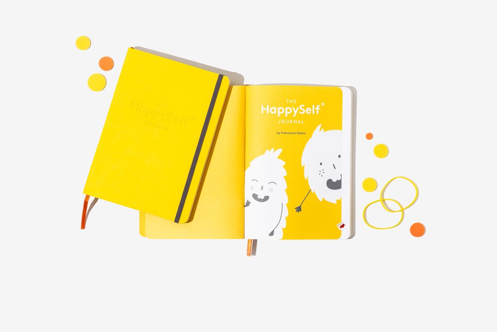 Happy self journal with a custom cover and custom printed pages
