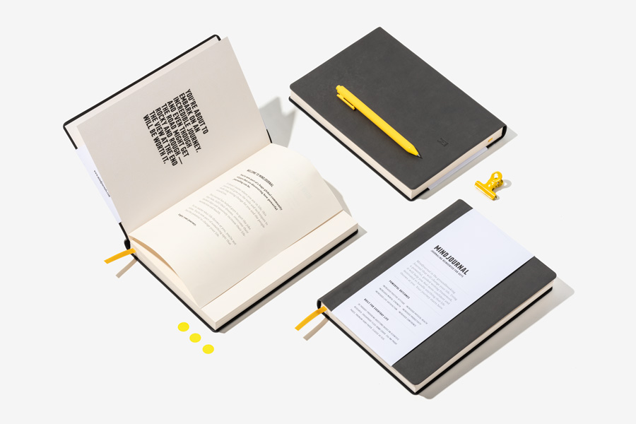 Fully printed mind journal with faux leather and debossed cover - customized journal
