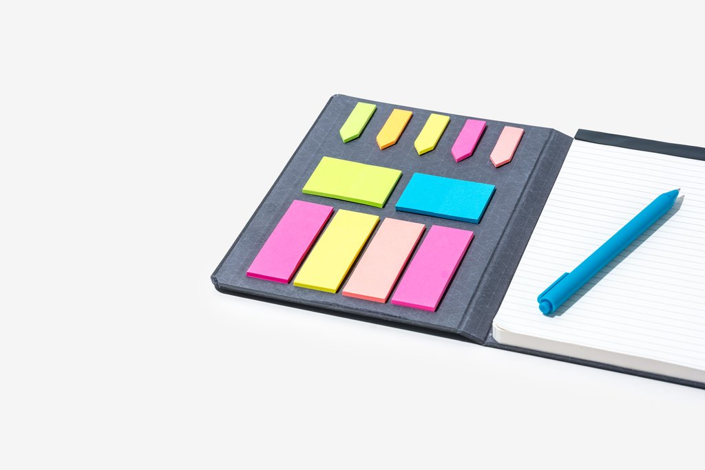 corporate deskpad with sticky notes 