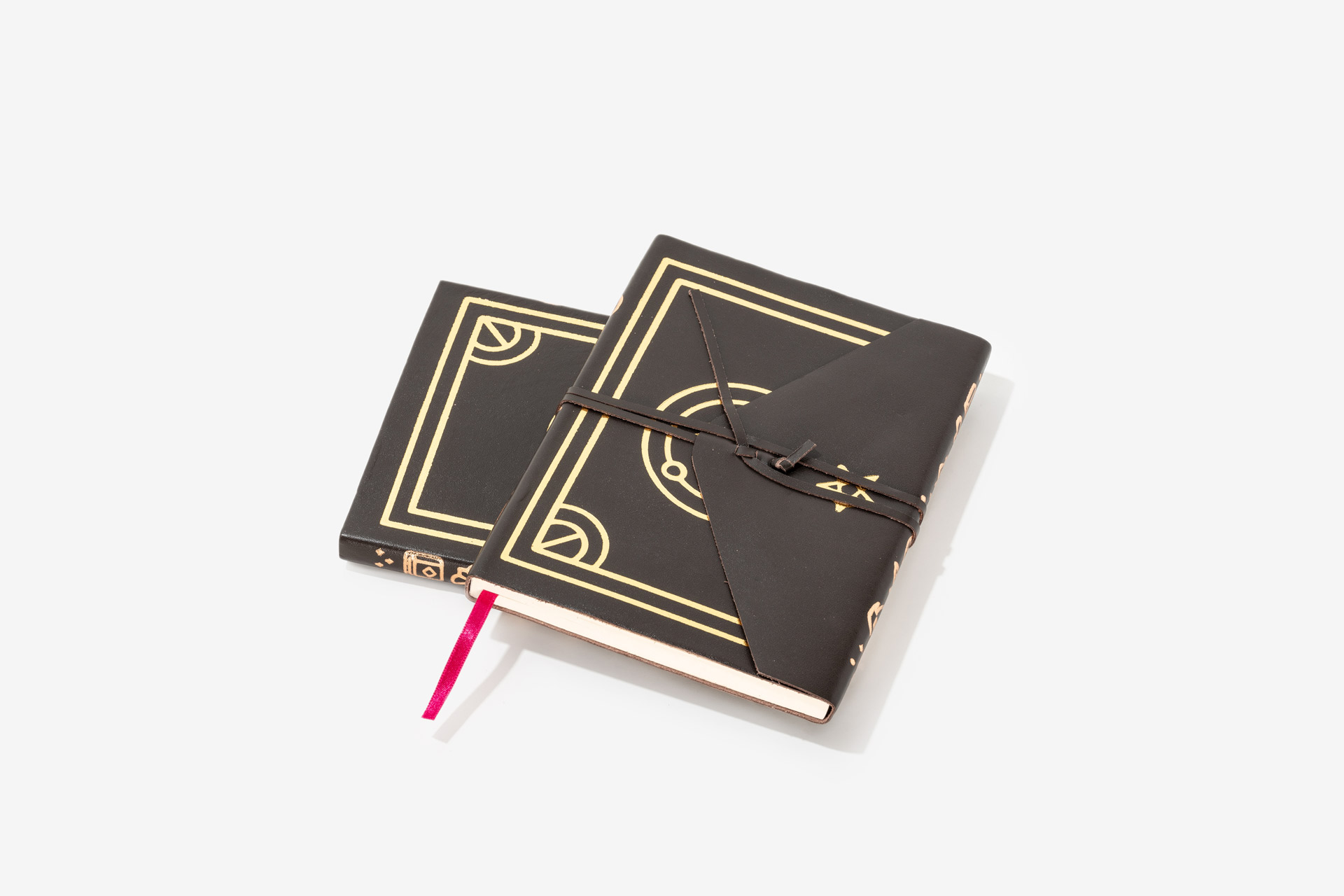 Foiled Leather Wraparound Notebooks