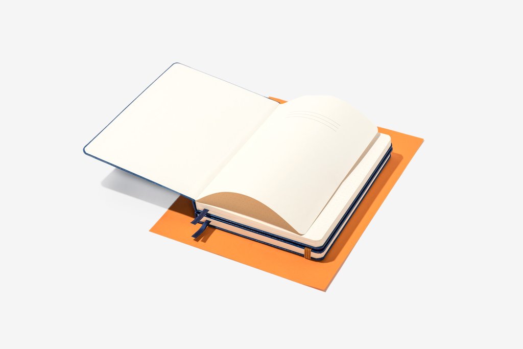 Set of 2 blue A5 hardcover notebooks with plain pages