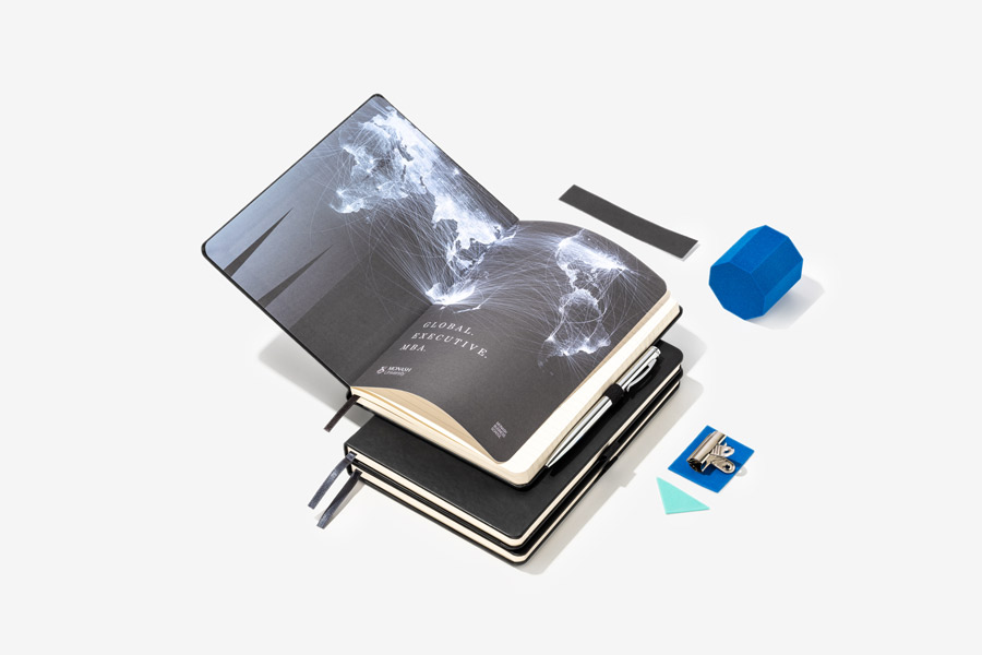 Global Executive MBA branded notebooks manufactured by Bookblock