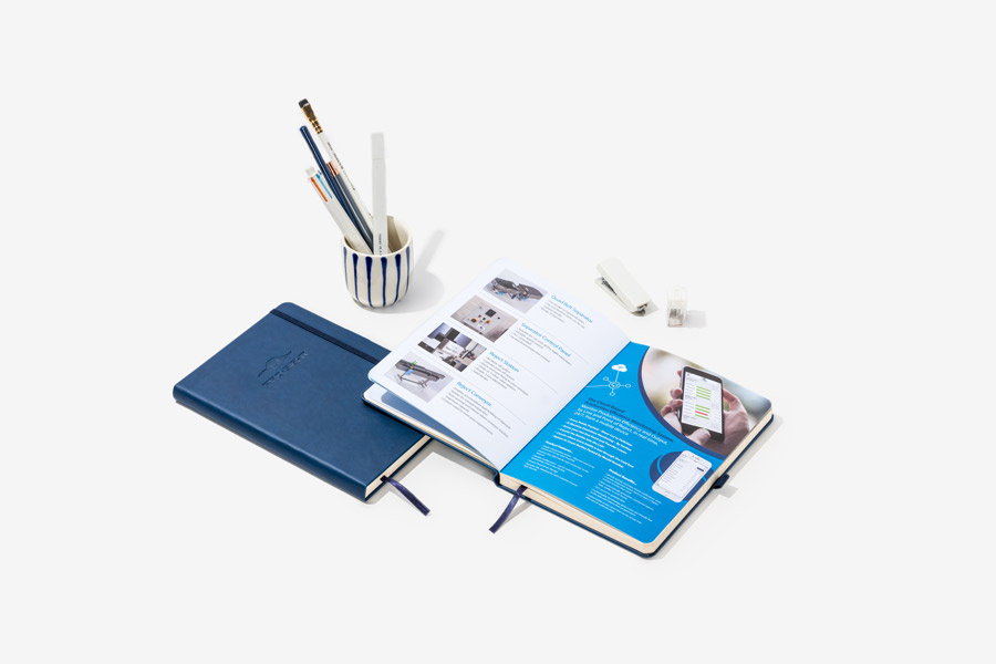 Debossed cover and custom insert printed faux leather notebook 