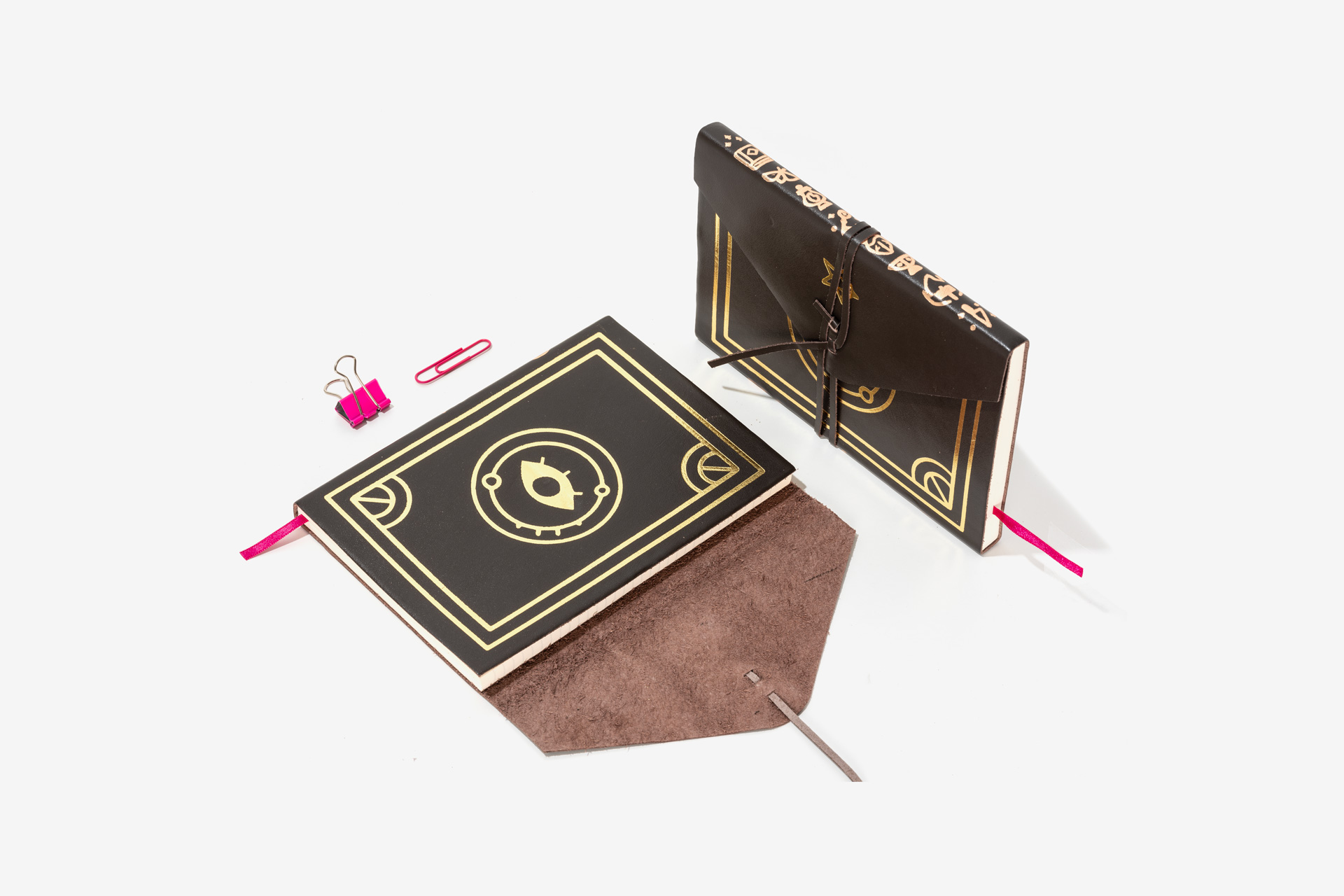 Foiled Leather Wraparound Notebooks