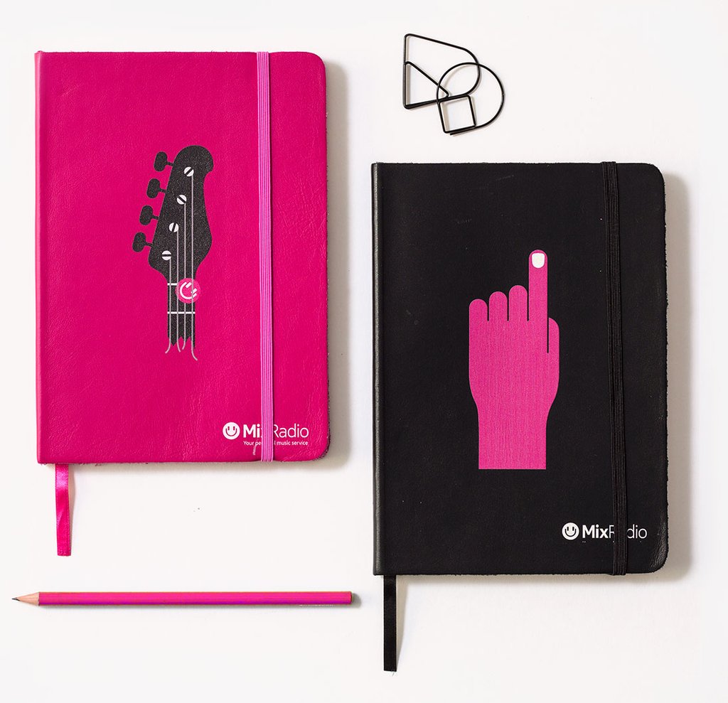 Bookblock UV printed set of notebooks - Mix Radio case study Bookblock UV printed set of notebooks - Mix Radio case study