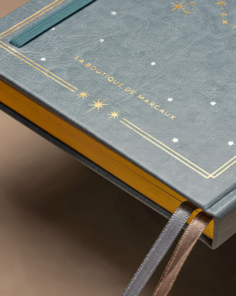 la boutique de margaux gold foiled faux leather notebooks with a gold foil gilt edging