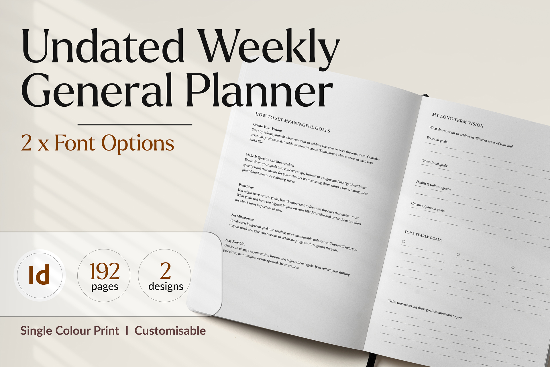 Weekly Planner - Undated Interior Template