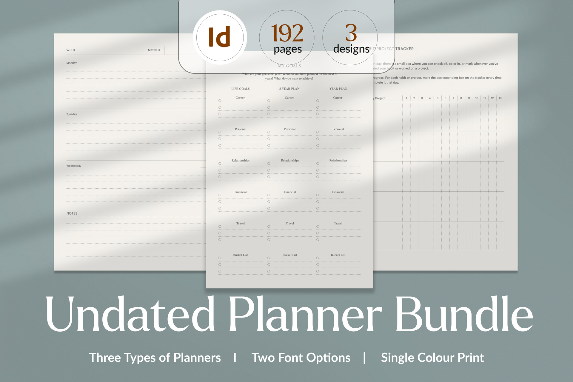 Undated Planner Template Bundle