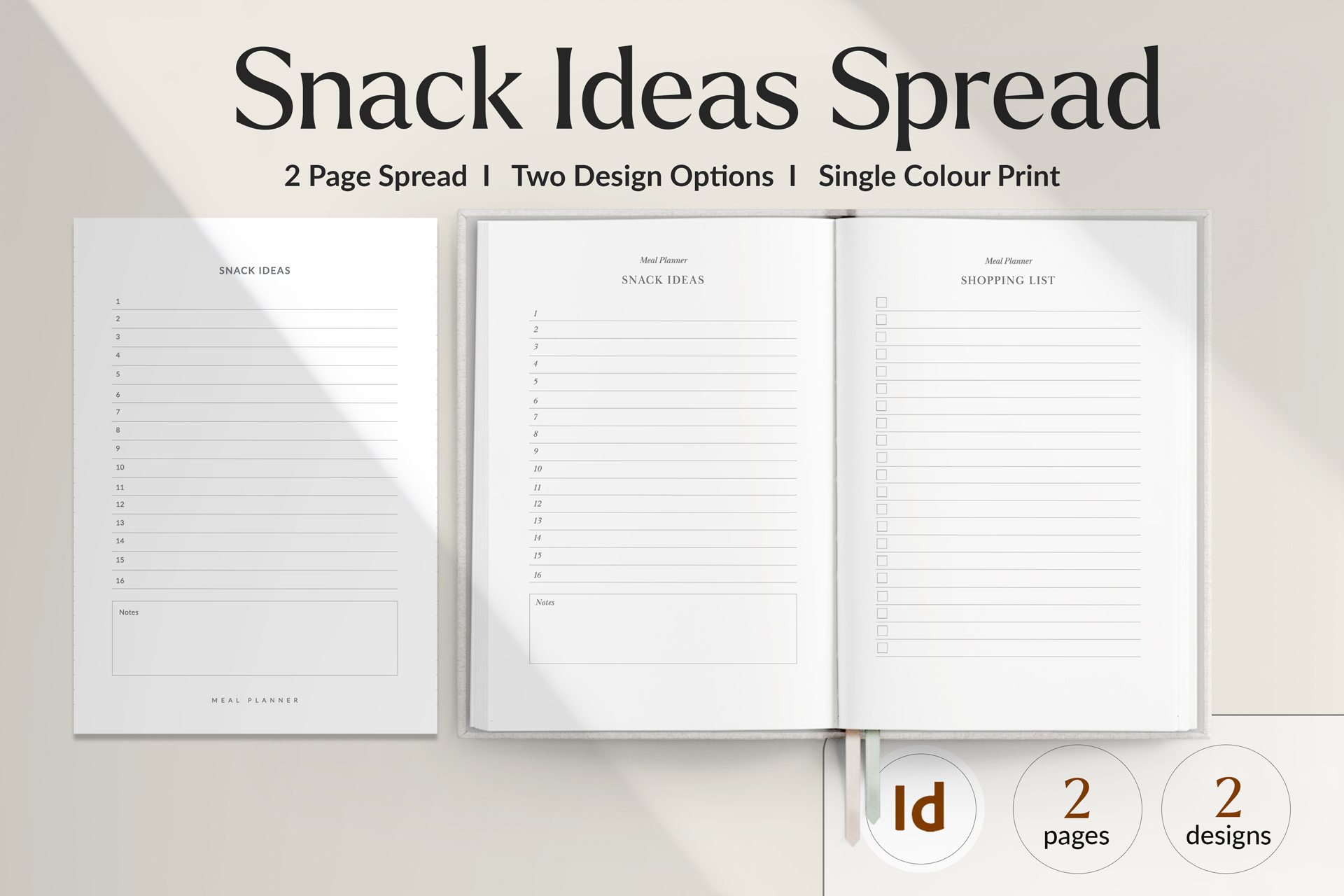 Snack Ideas Spread Template