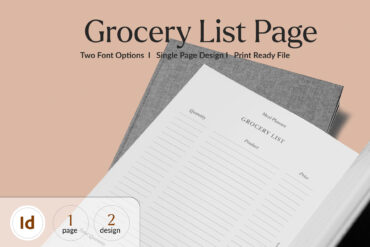 Grocery List Page Template