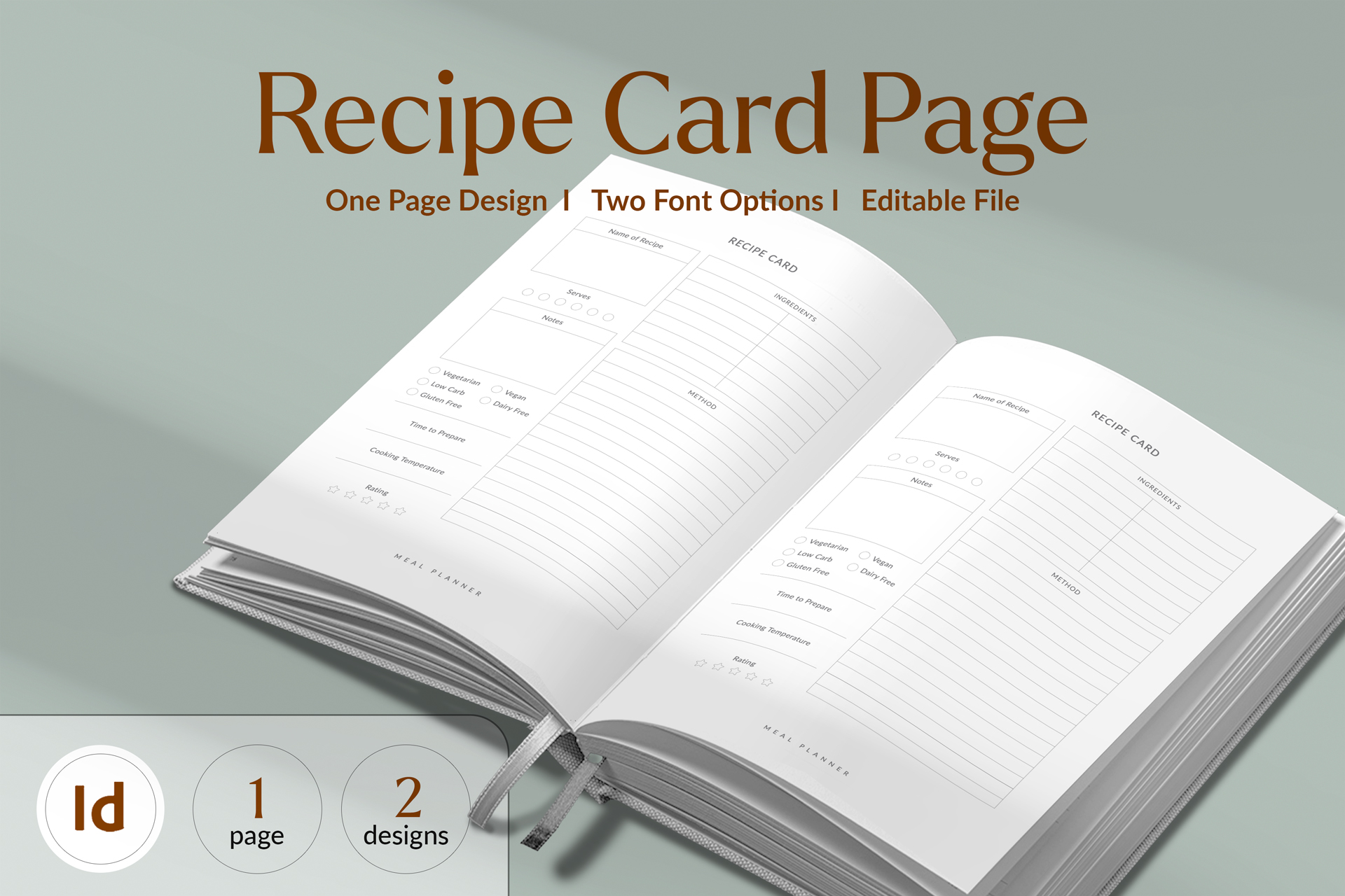 Recipe Card Page Template