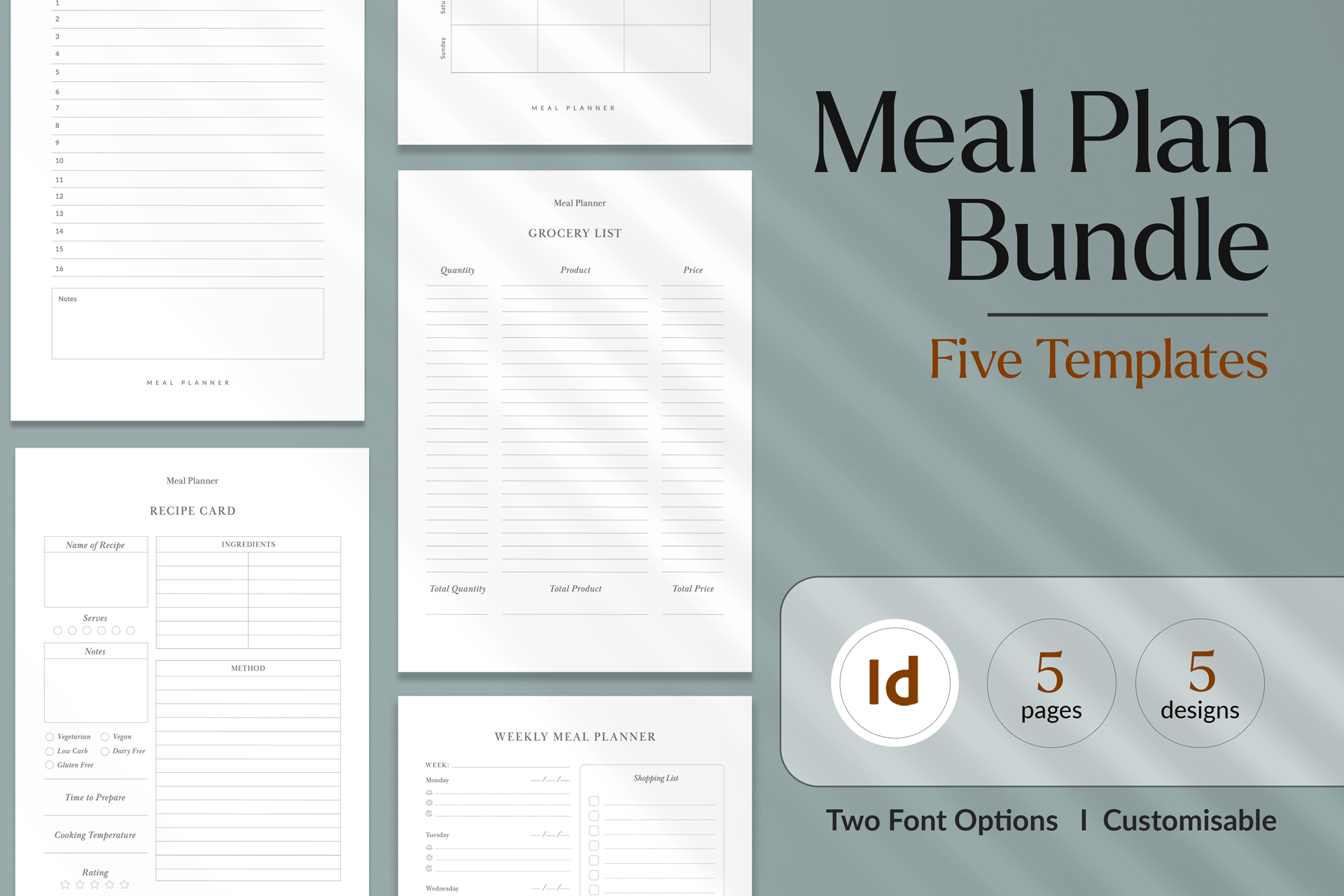 Meal Plan Page Bundle