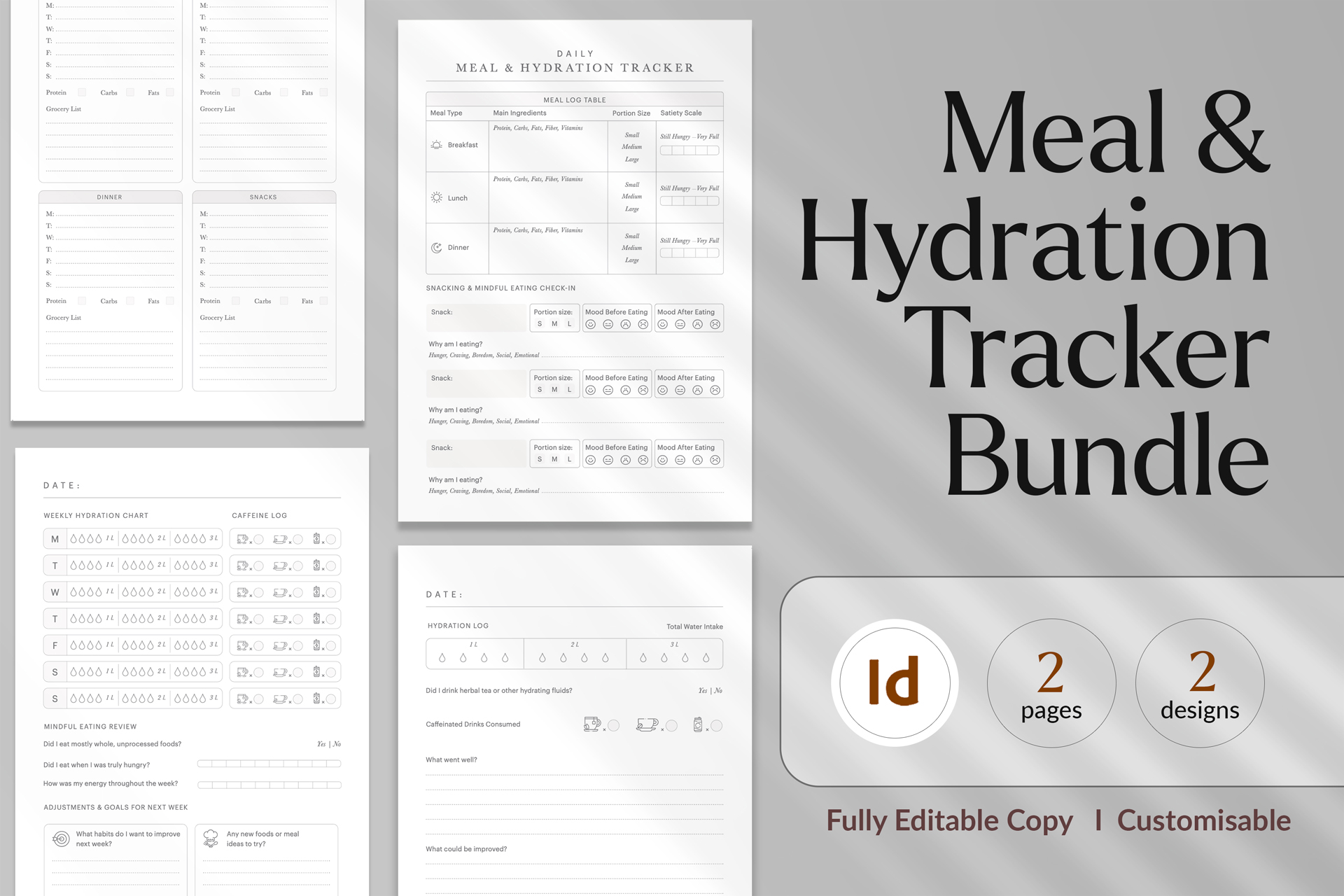 Weekly Meal & Hydration Template Bundle