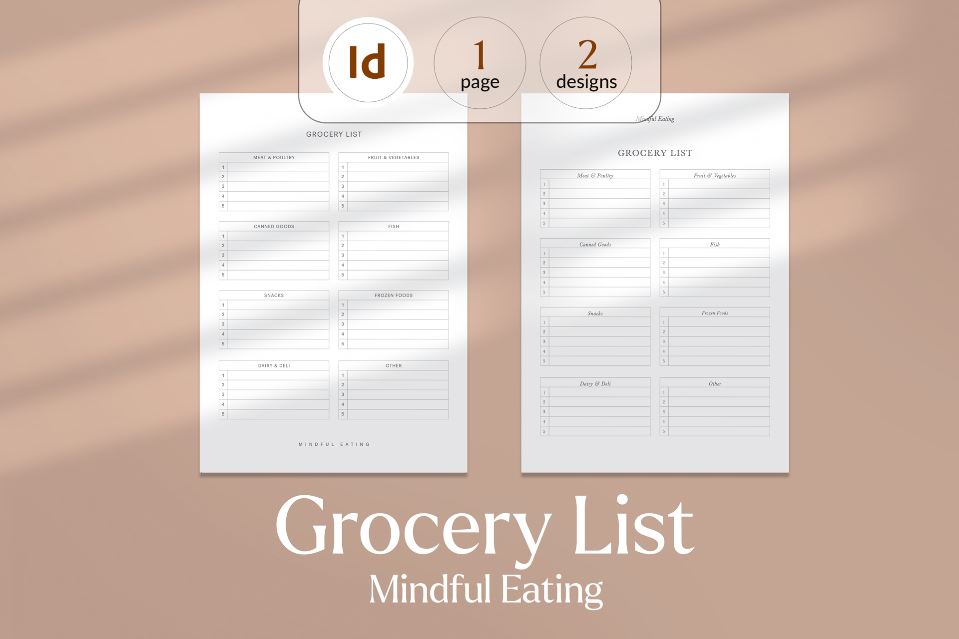 Mindful Eating - Grocery List Template