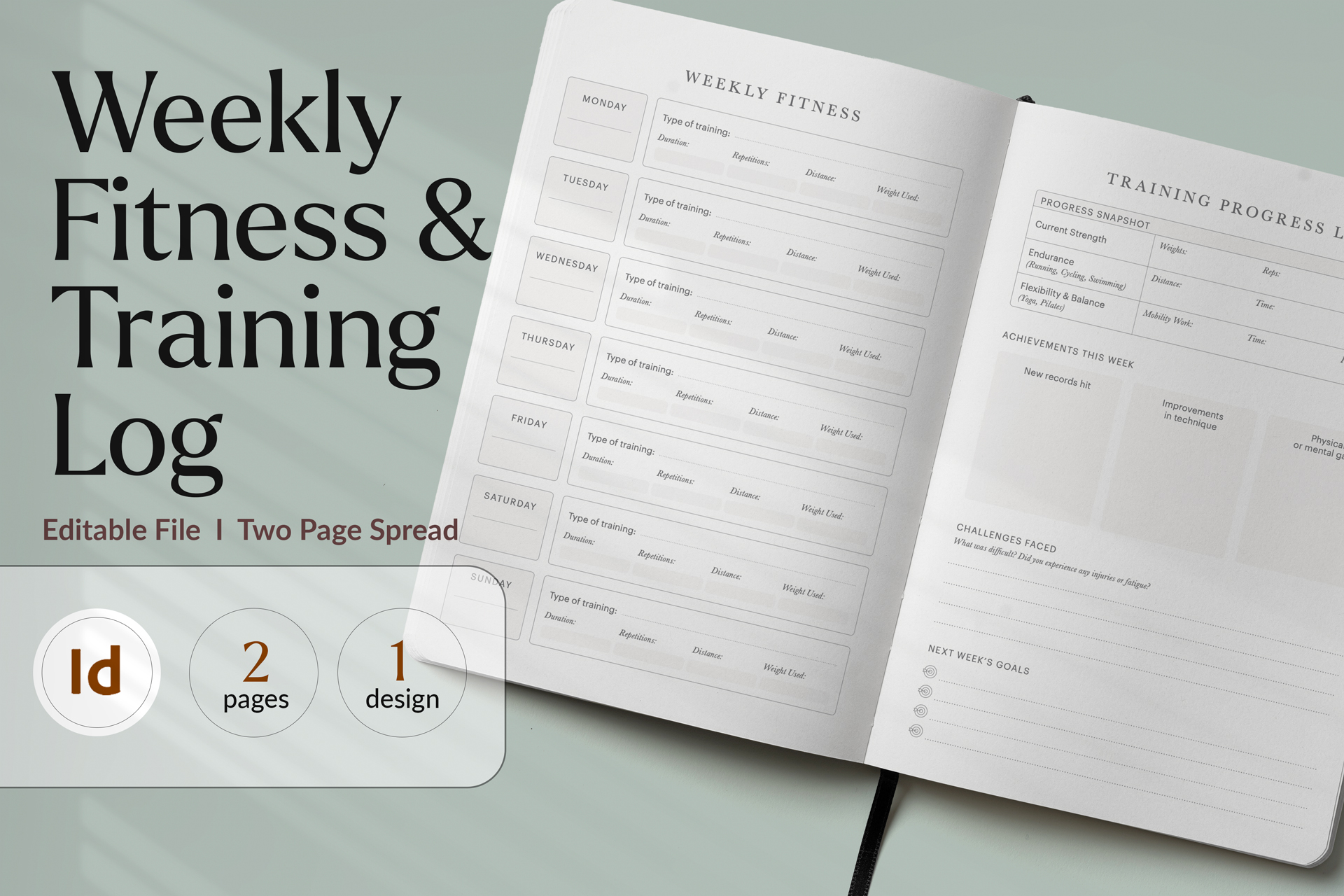 Weekly Fitness & Training Progress Log Template